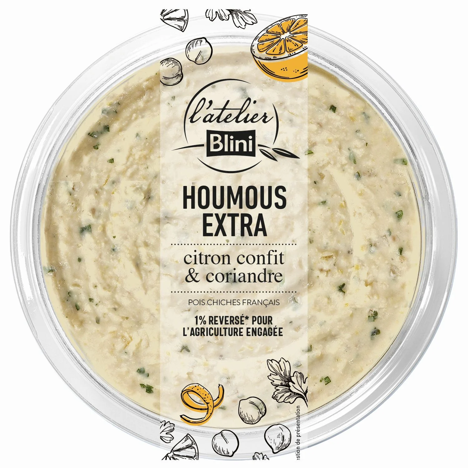 Houmous extra citron confit & coriandre l'Atelier Blini