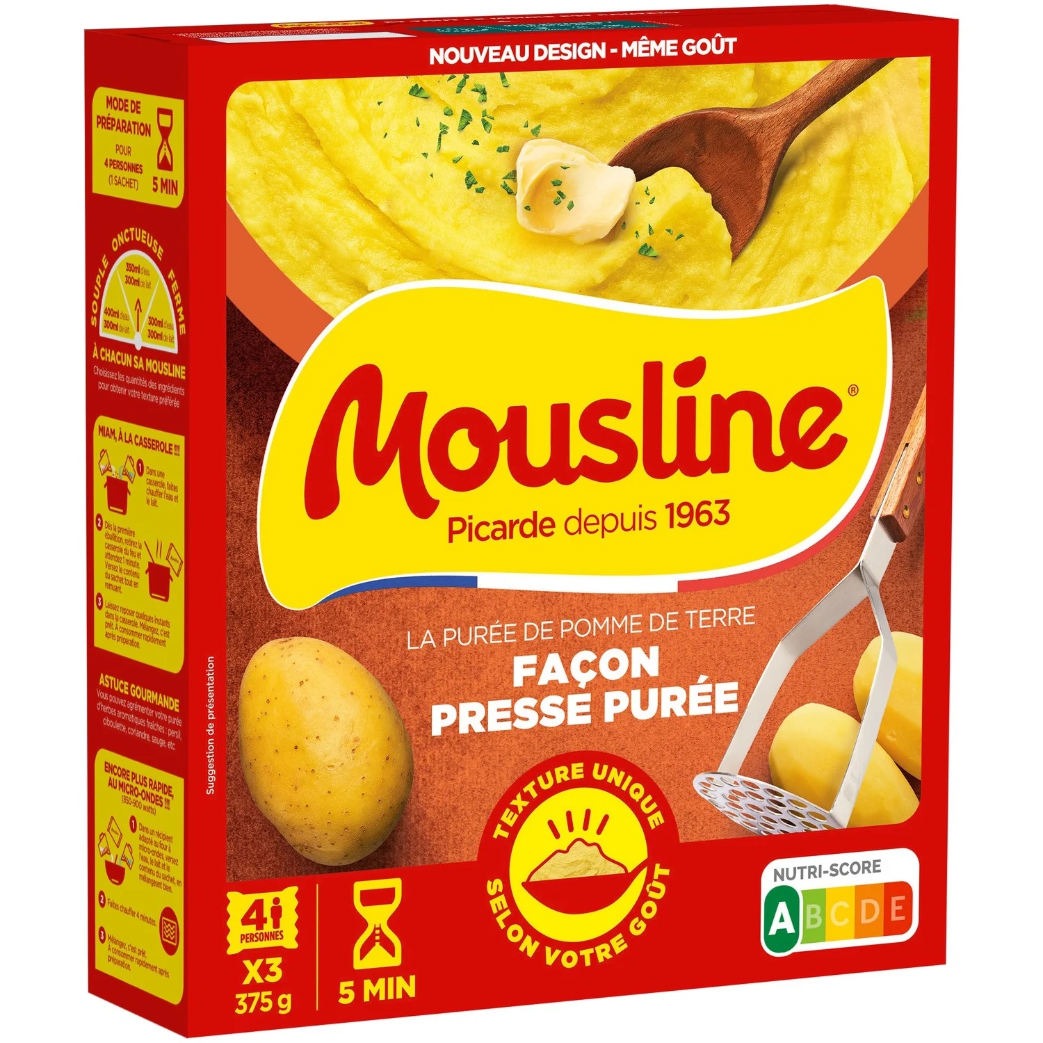 Purée en flocon façon presse purée Mousline