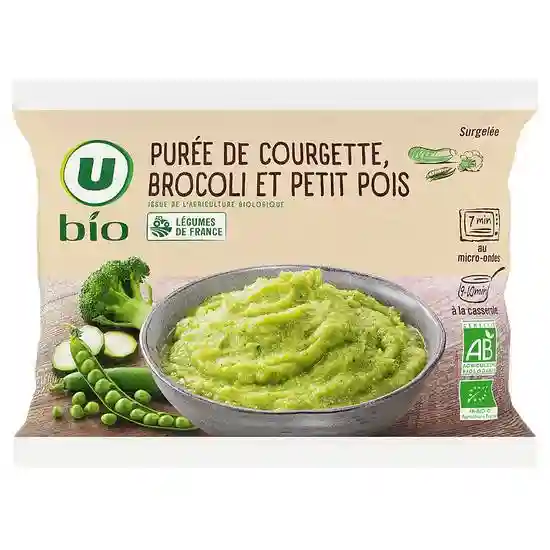 Organic zucchini, broccoli and pea mashed U