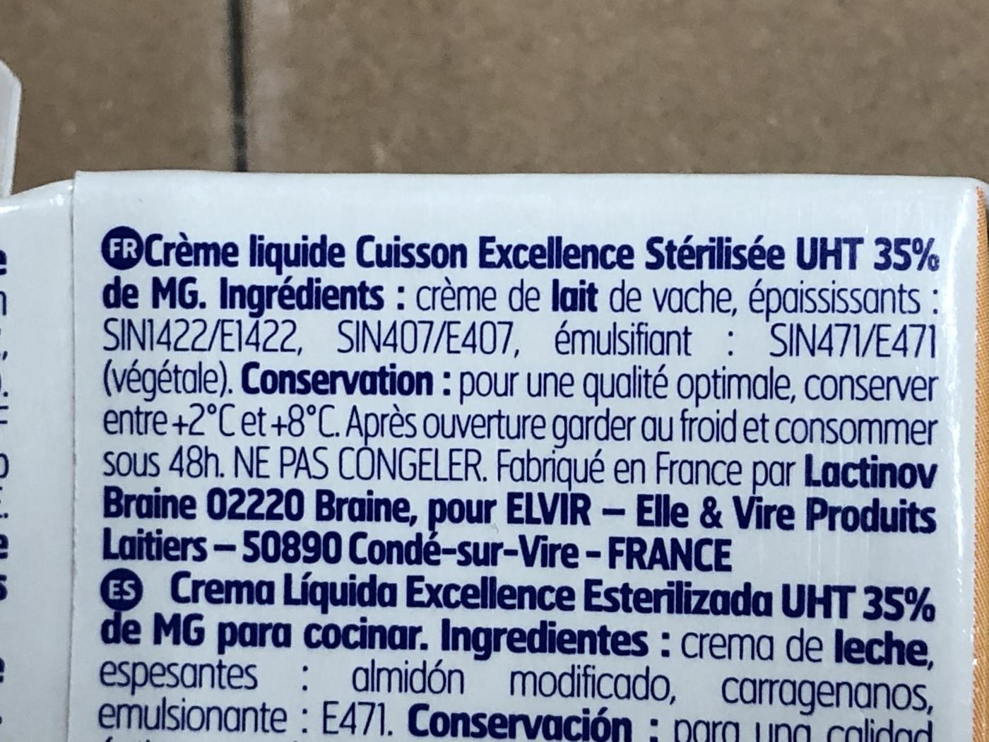 Creme Liquide 35% Excellence  - Elle et Vire - Litre