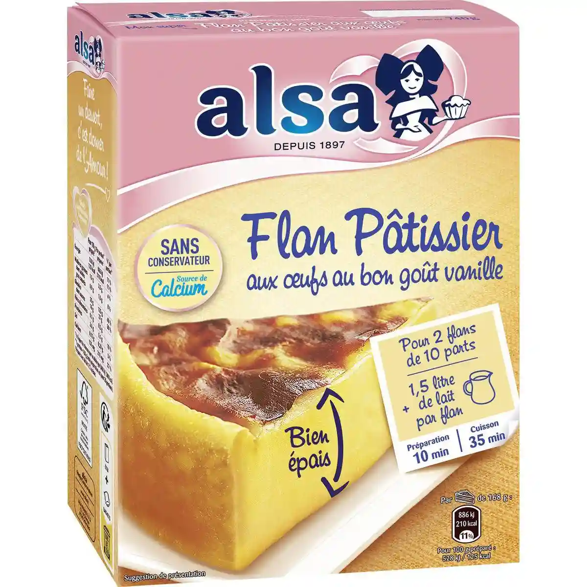  Alsa préparation pour flan pâtissier aux oeufs saveur vanille
