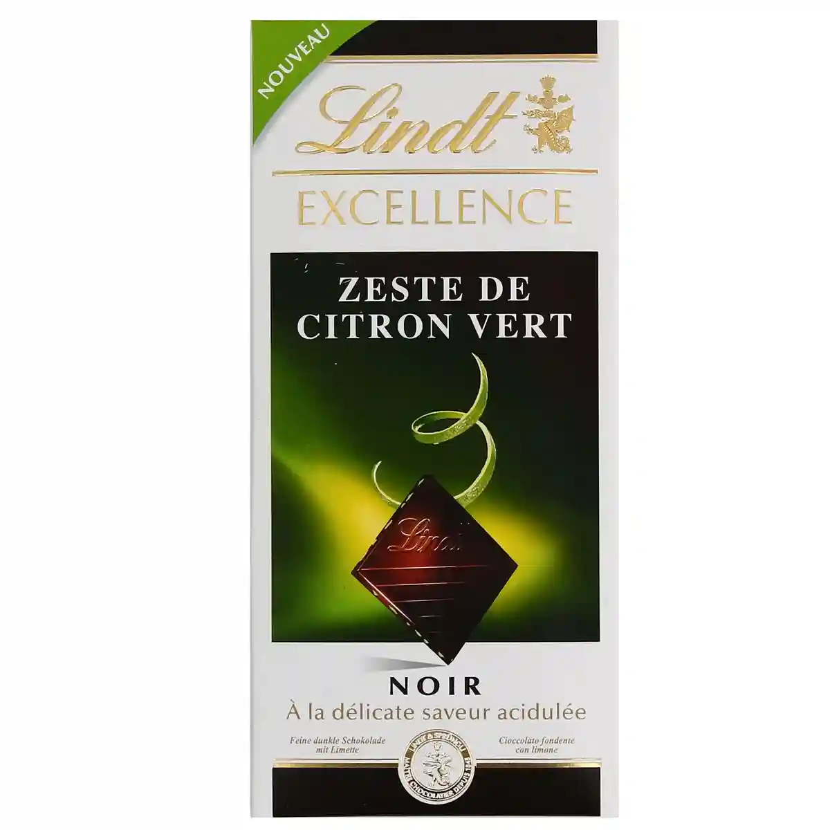 Tablette de chocolat noir et zestes de citron vert Lindt 