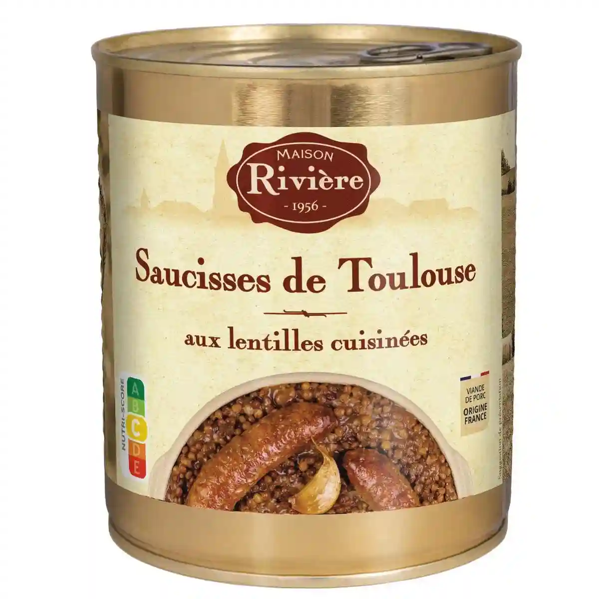 Les saucisses de Toulouse aux lentilles cuisinées Maison Rivière
