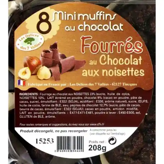  Mini muffins cœur fondant chocolat et noisette