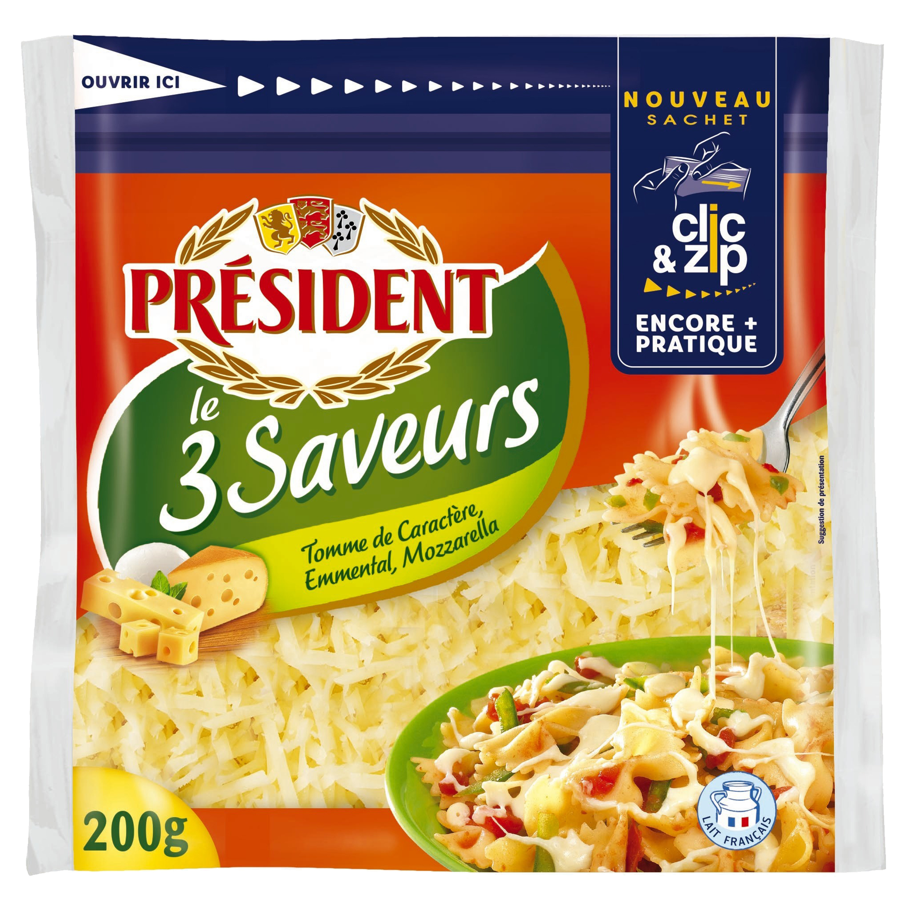 President 3-flavor grated cheese