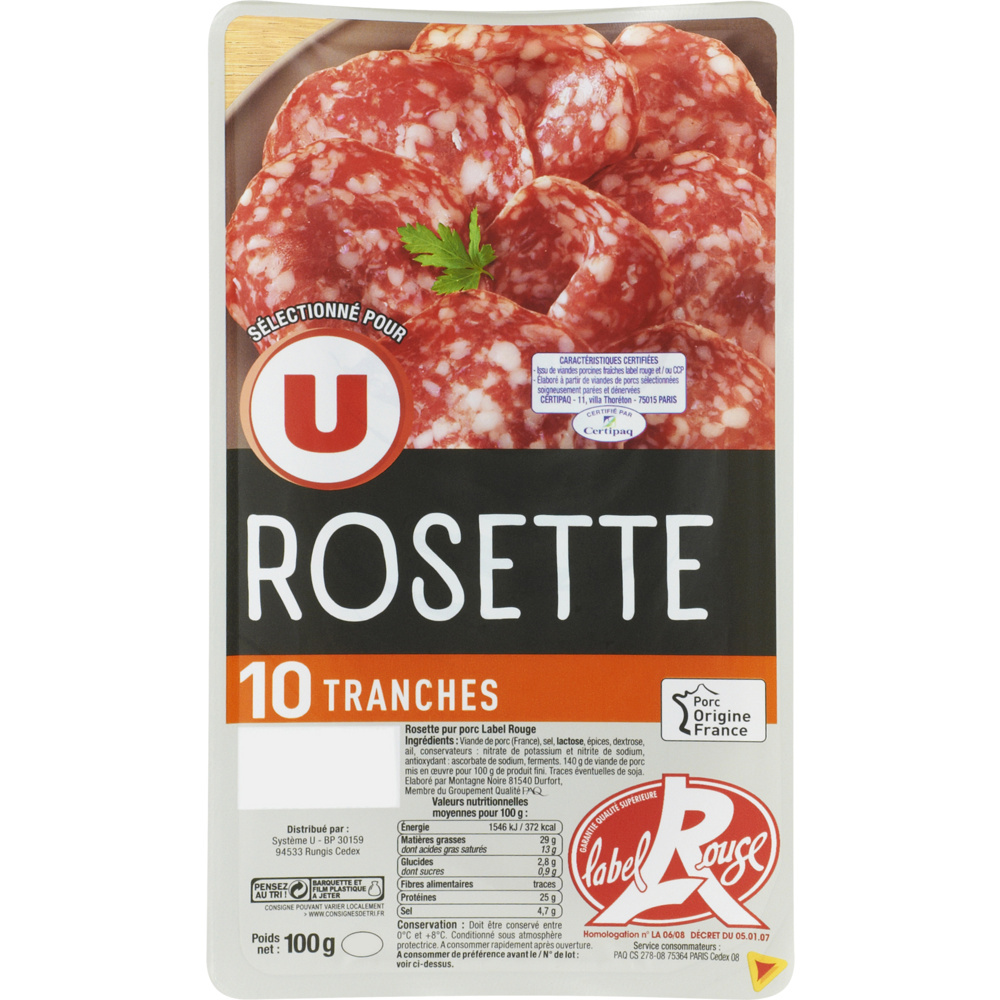 Rosette slices red label U