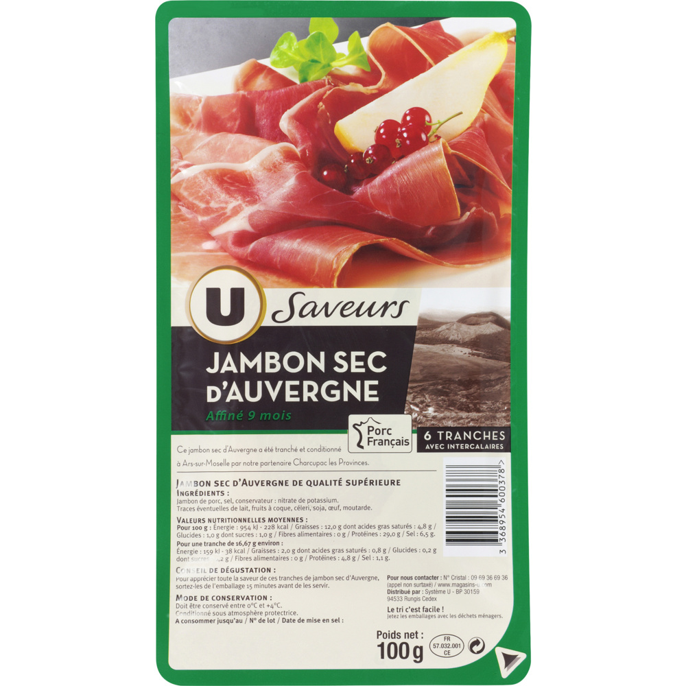 Auvergne dry-cured ham U saveurs