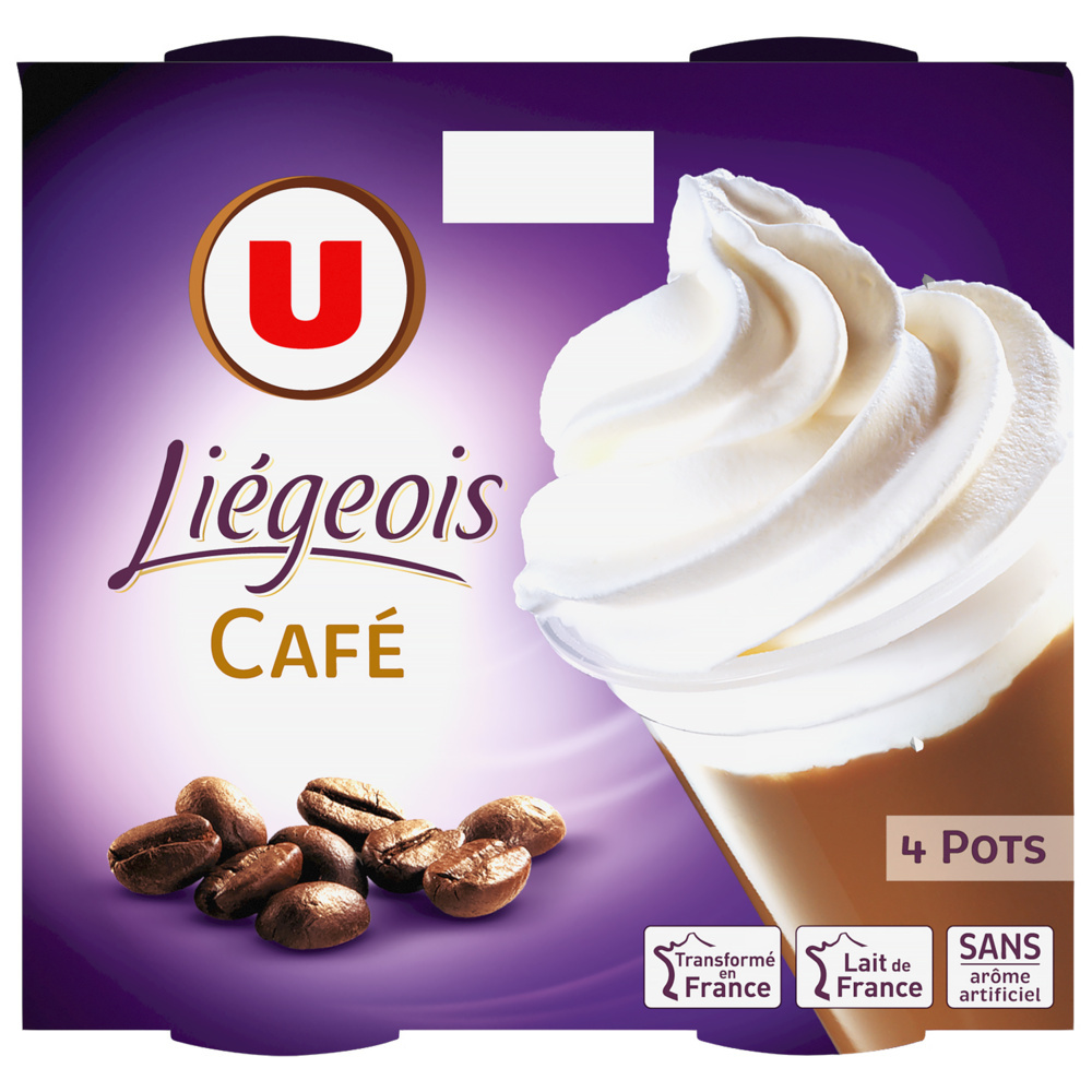 Liègeois dessert with coffee and whipped cream U