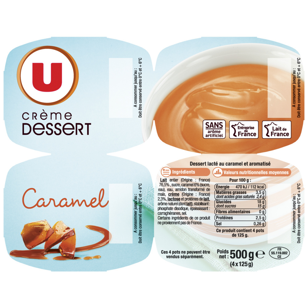Caramel-flavored cream dessert U