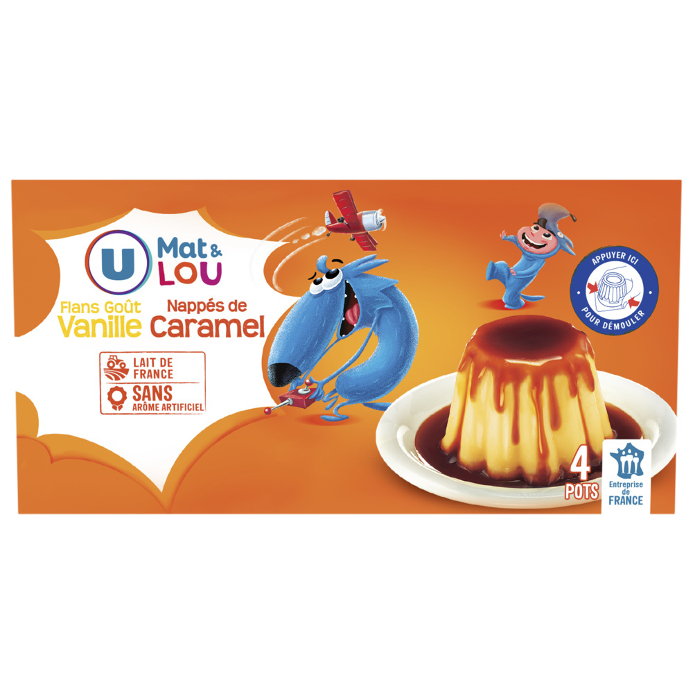 Milky dessert vanilla custard topped with caramel U