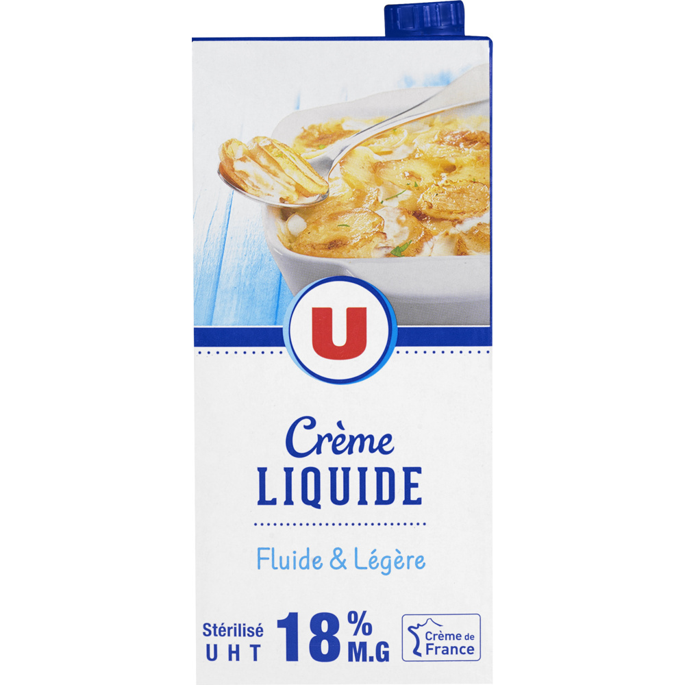 Liquid UHT cream 18% fat