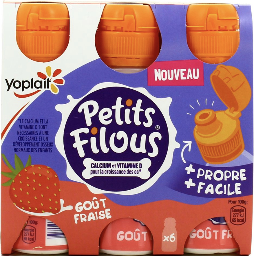 Yoplait petits filous strawberry bottles sport cap