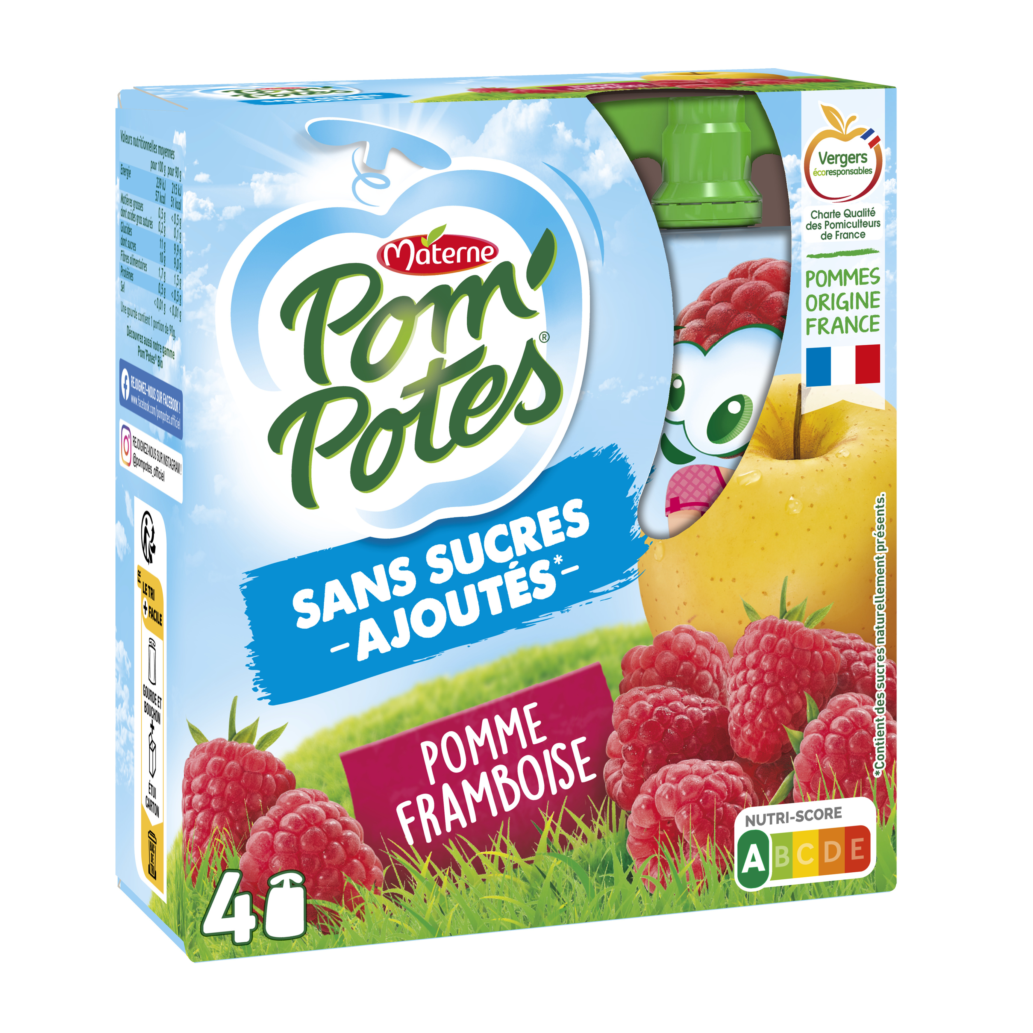 Pom'potes Apple Raspberry Compotes 4x90g