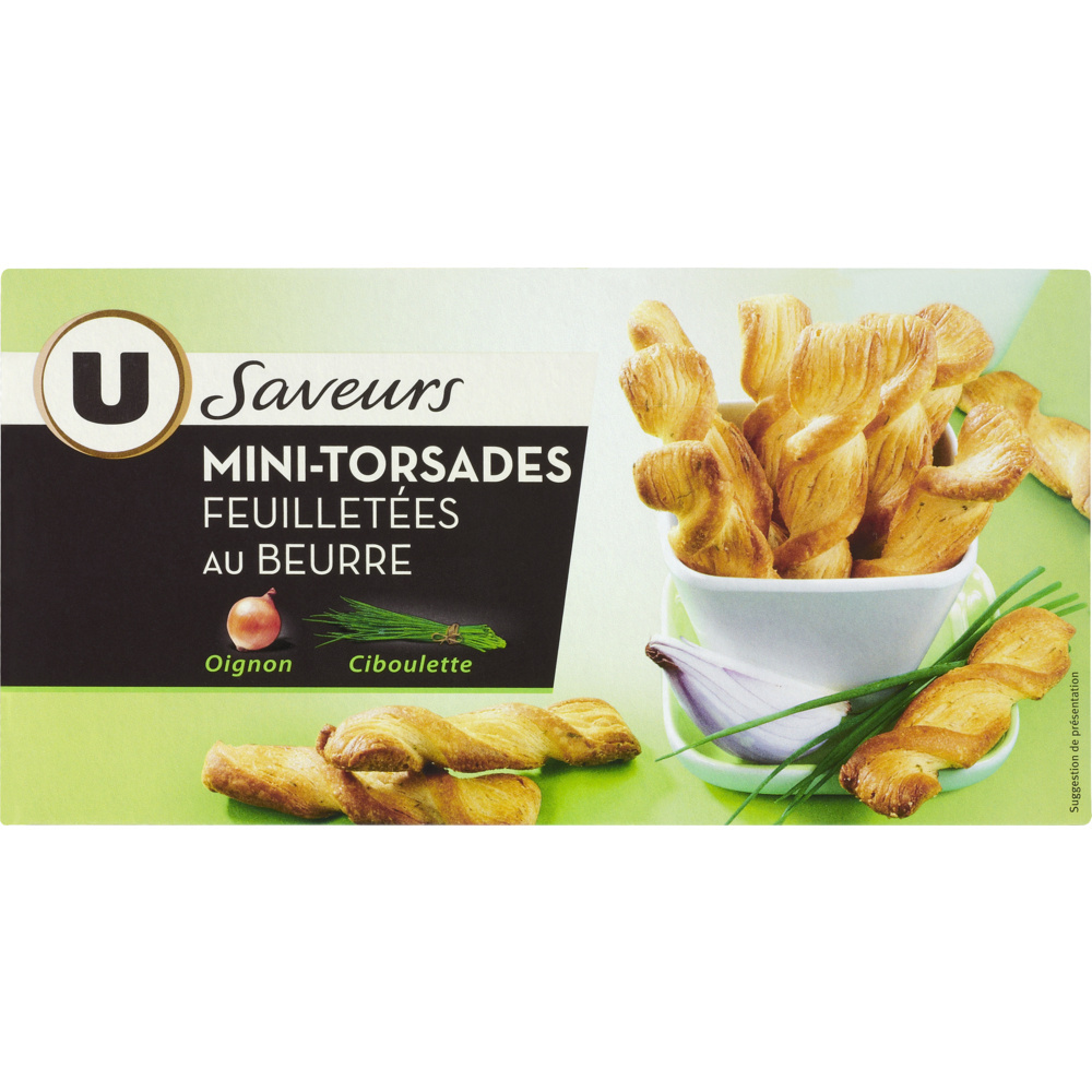 Mini feuilleté torsade oignon et ciboulette saveurs U