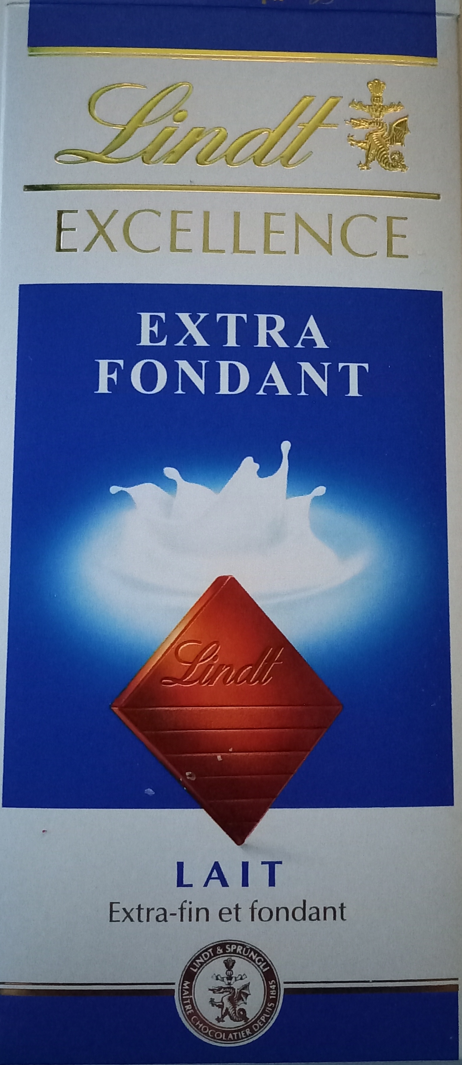 Lindt Excellence chocolat au lait Extra Fondant