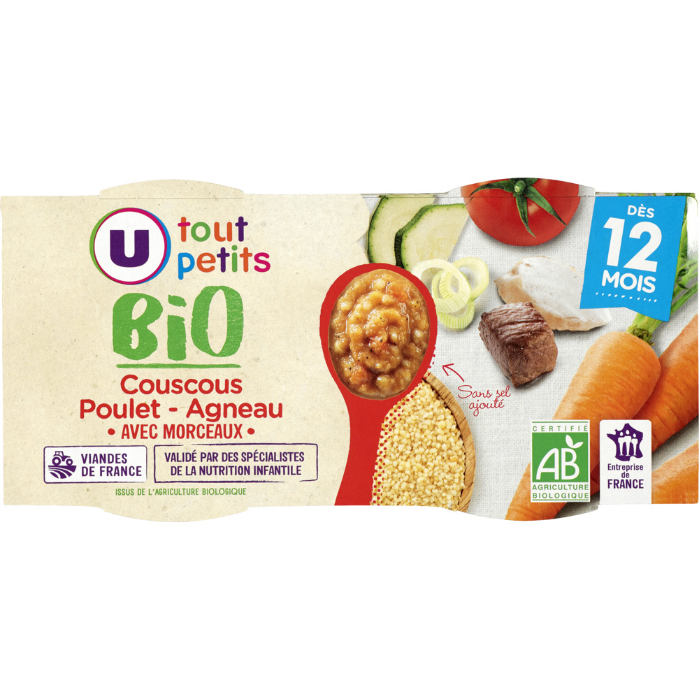 Plats bebe couscous poulet agneau U Bio