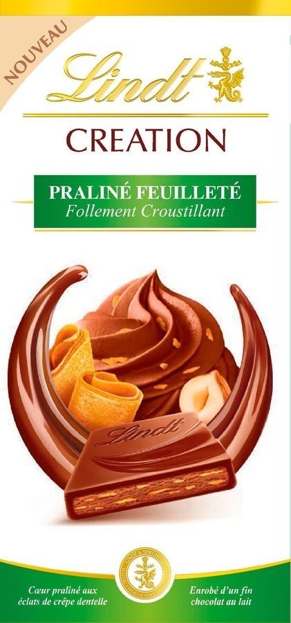 Chocolat Lindt au lait praliné feuilleté