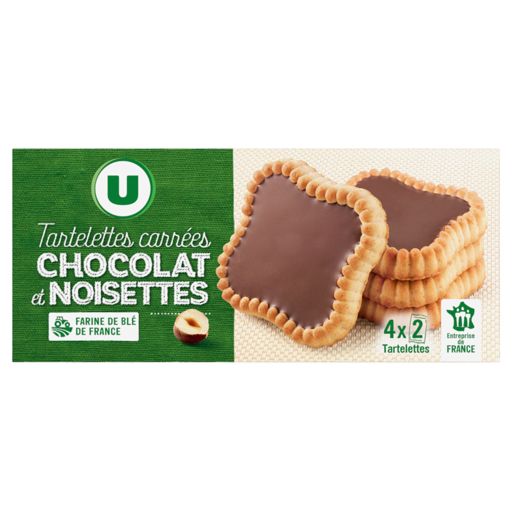 Tartelettes carrées au chocolat et noisette U