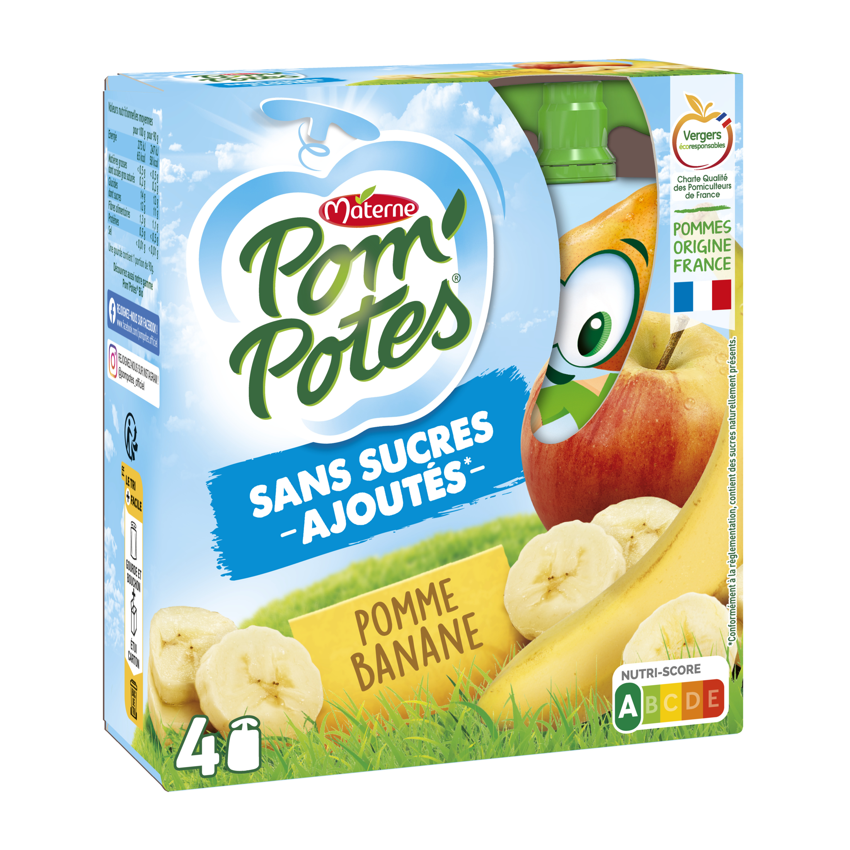 Pom'potes Apple and Banana Compotes 4x90g