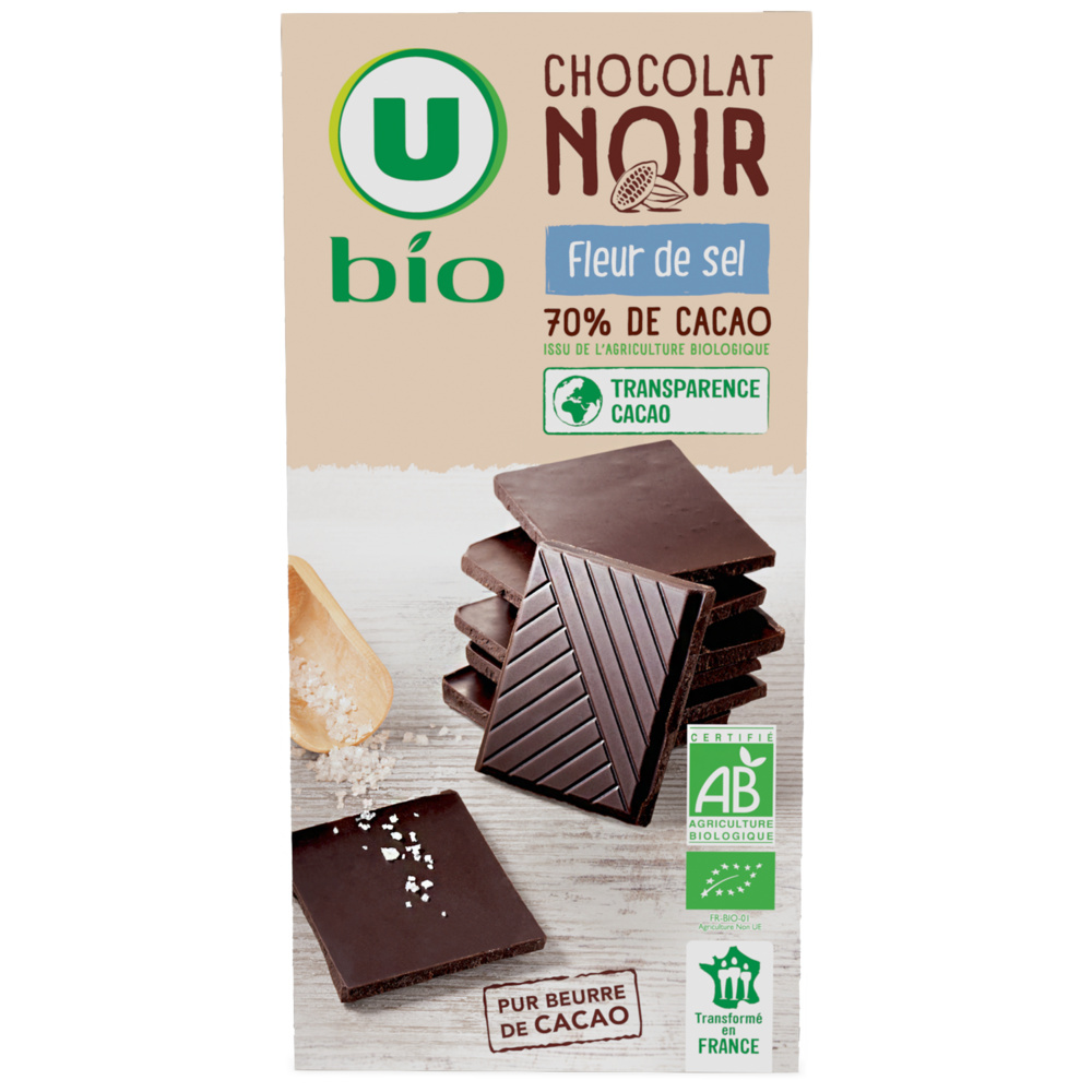 Tablette de chocolat noir et fleur de Sel bio U
