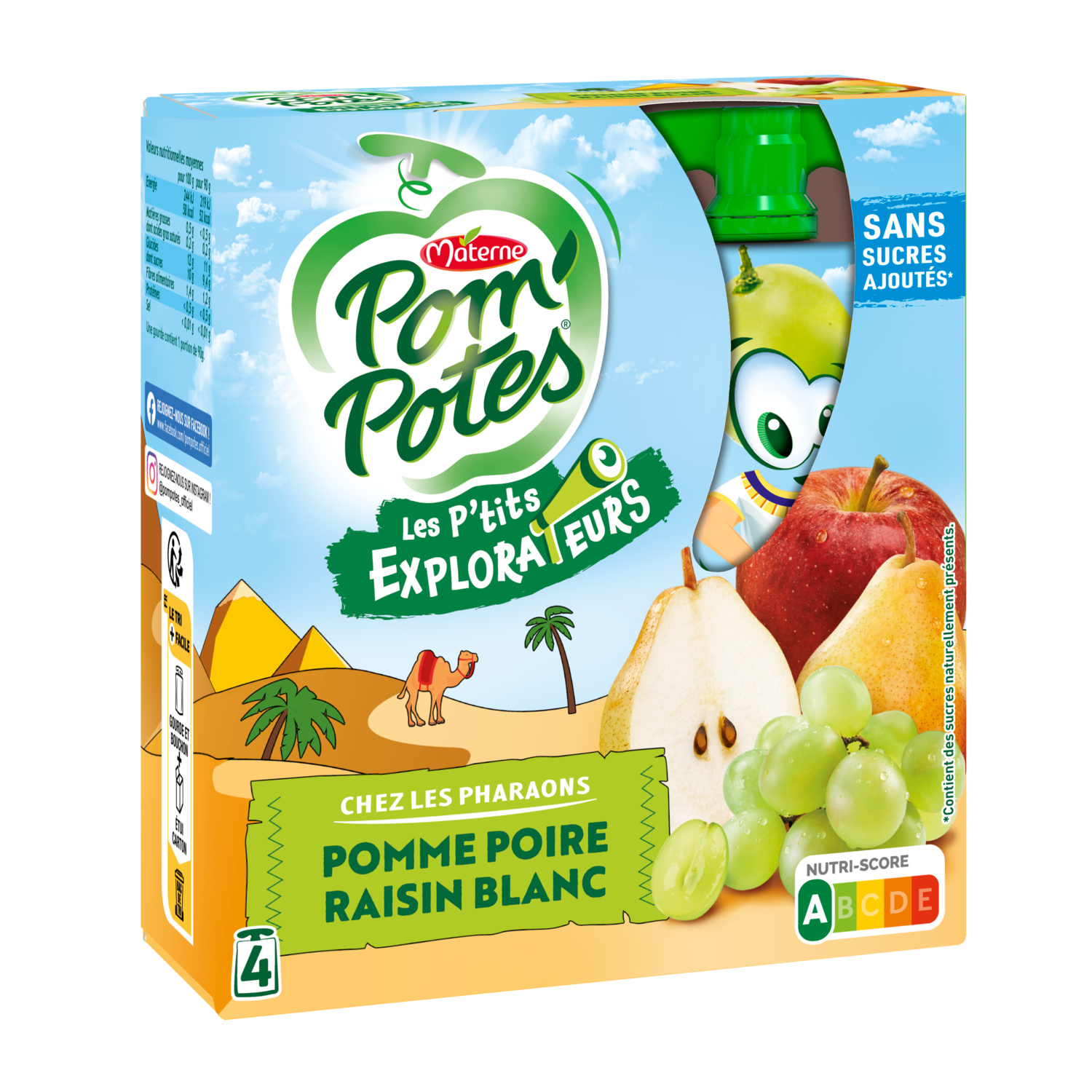 Pom'potes Apple, pear and white grape compotes 4x90g
