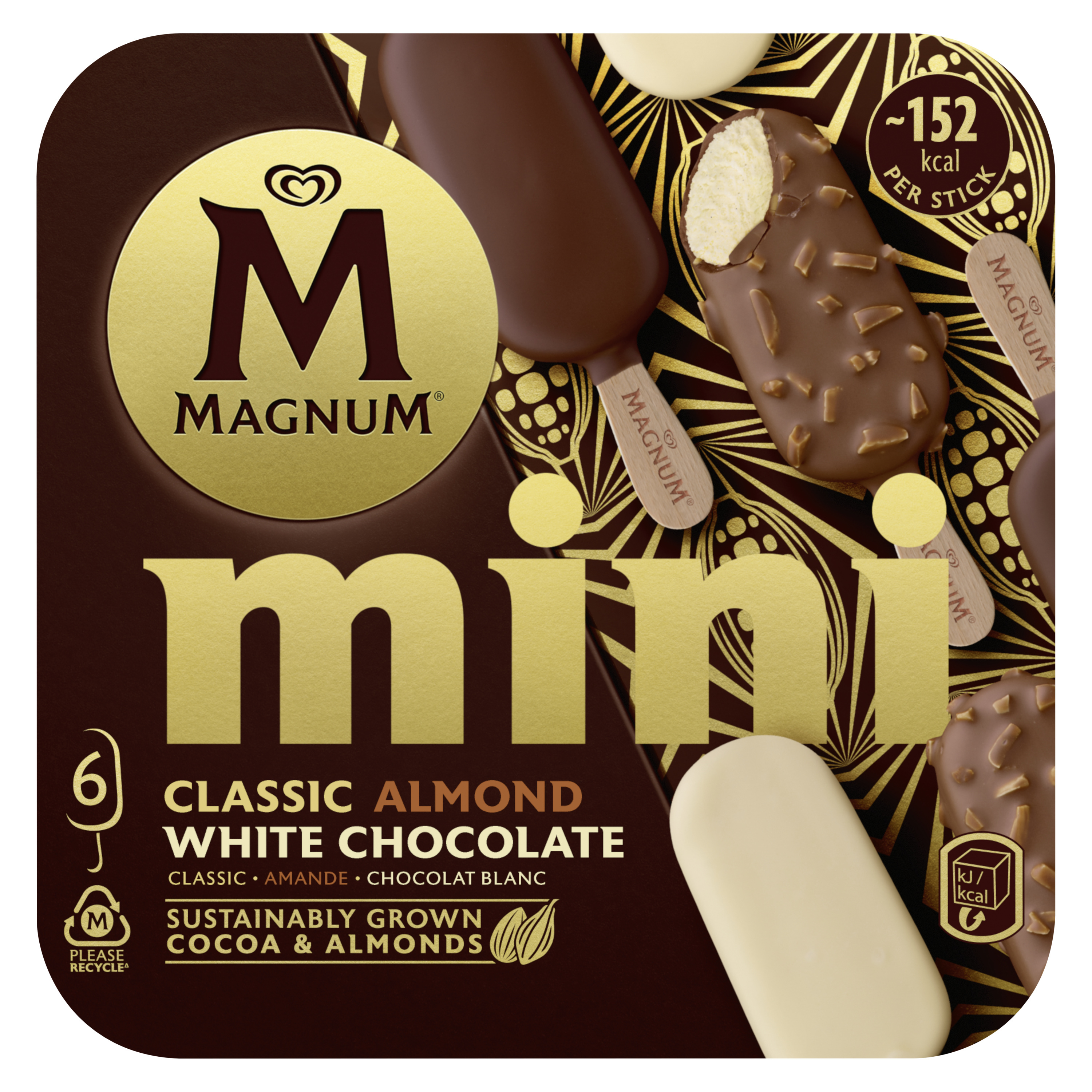 Magnum ice cream sticks Mini Classique, Almond & White Chocolate