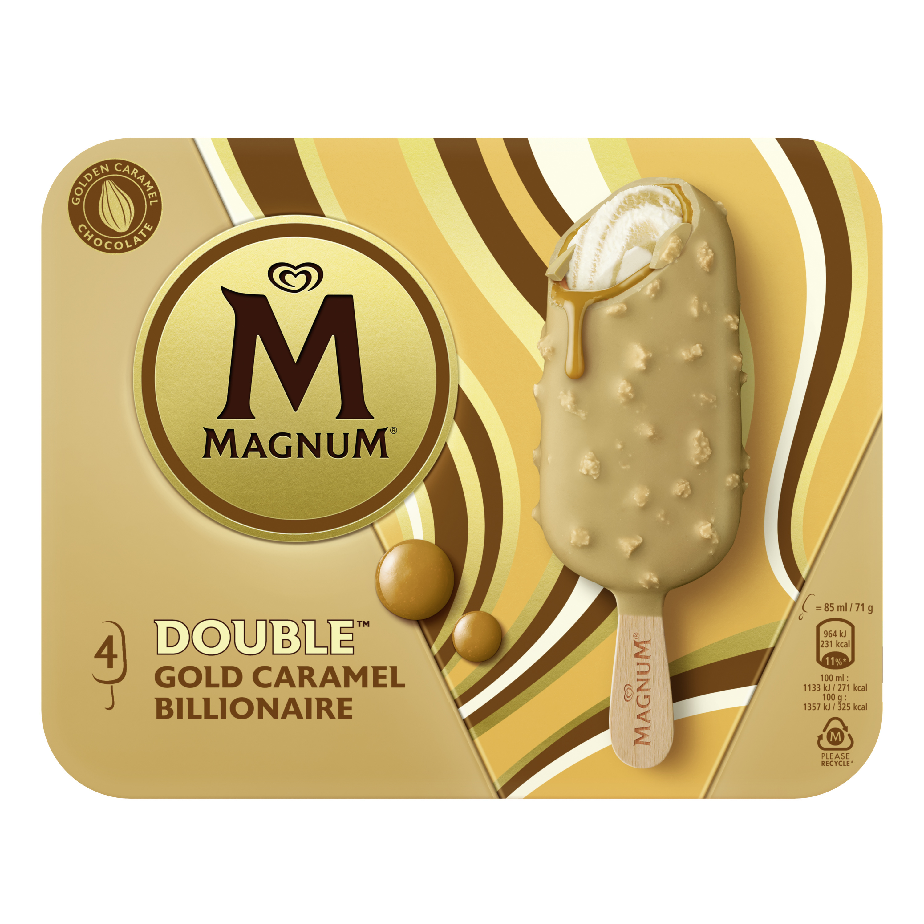 Magnum ice cream sticks double gold caramel billionaire
