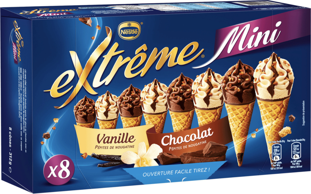 Nestlé mini vanilla nougatine & chocolate nougatine ice cream cones
