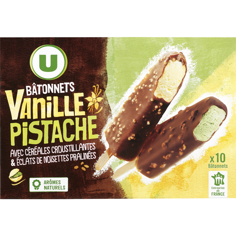 Vanilla Pistachio ice cream sticks U