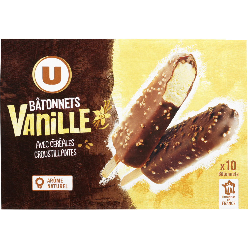 Vanilla ice cream sticks with crunchy cereals U