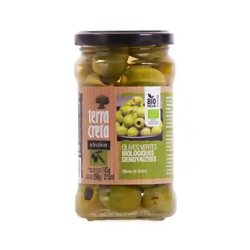 Olives vertes bio dénoyautées Terra Creta 