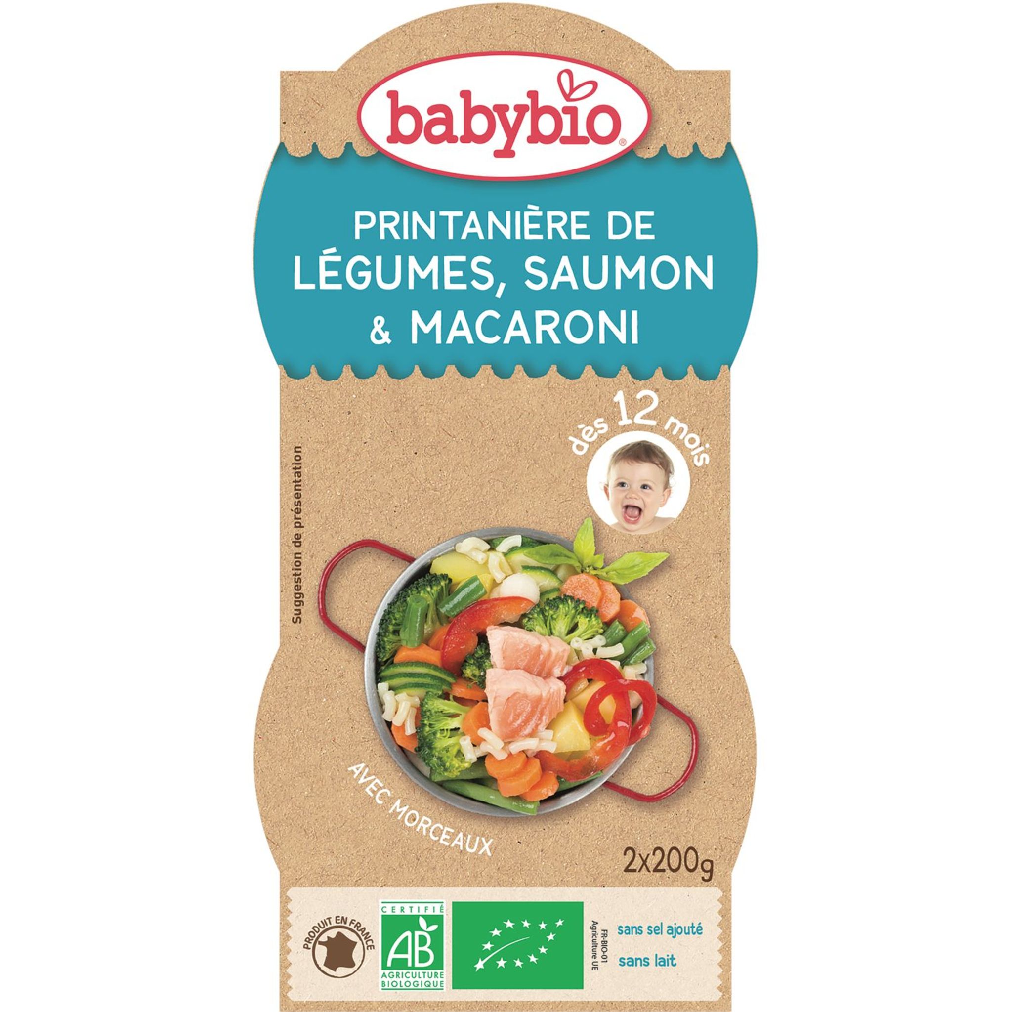 BABYBIO BOL LEG SAUM MACARONI 2X200G - FROM 12 MONTHS