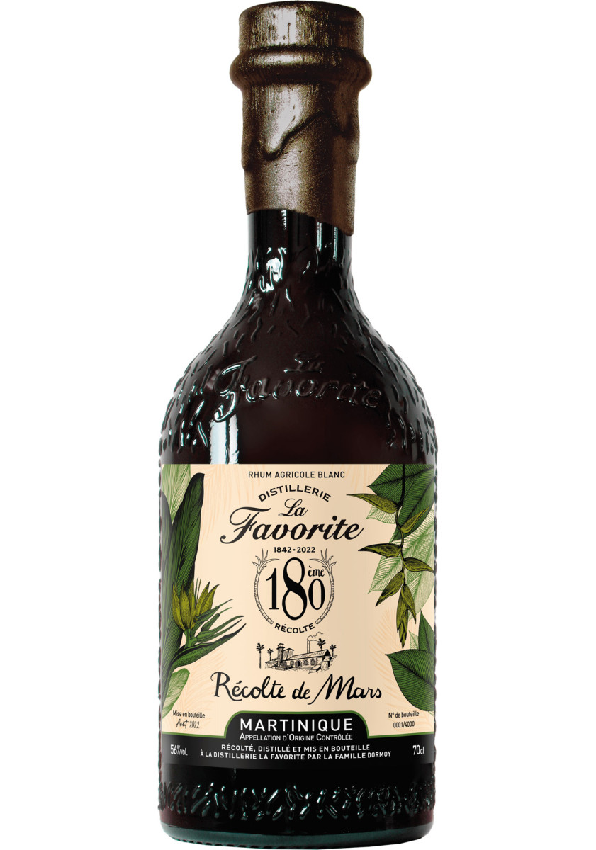 La favorite, rhum agricole martinique, blanc recolte de mars - 180 ans - 70cl 