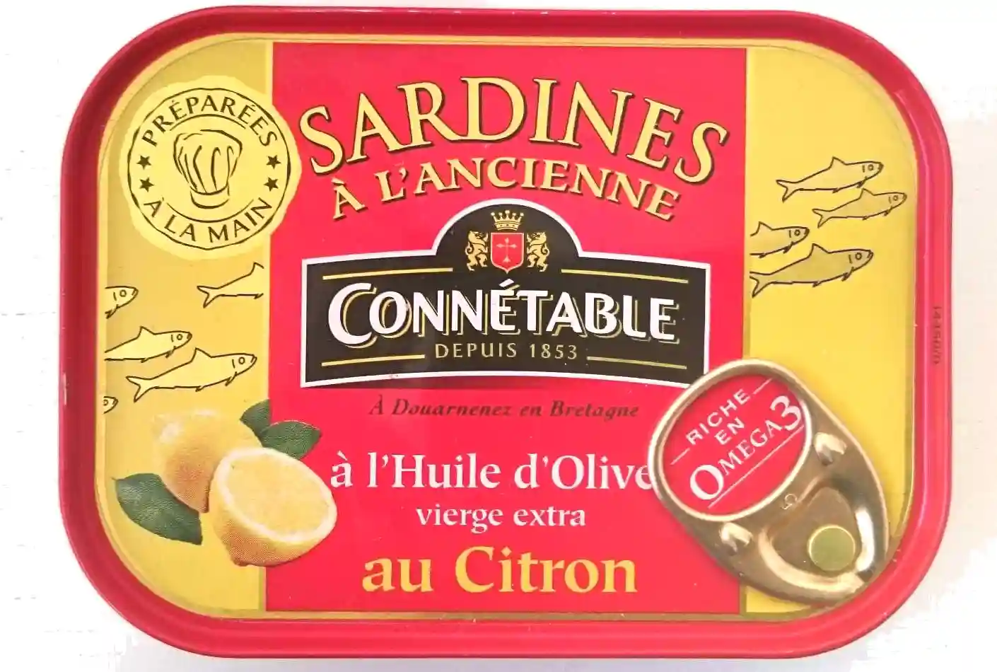Sardines à l'ancienne à l'huile d'Olive vierge extra et au citron Connetable 
