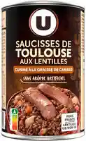 Saucisses de Toulouse aux lentilles U