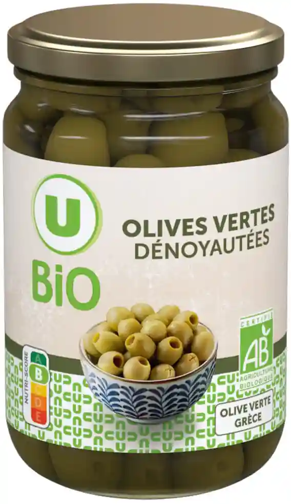 Olives vertes dénoyautées bio U