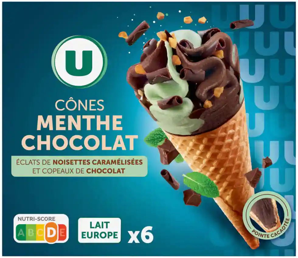 Mint chocolate ice cream cones U 